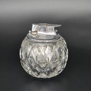 Crystal Glass Tabletop Lighter with Silver Accents